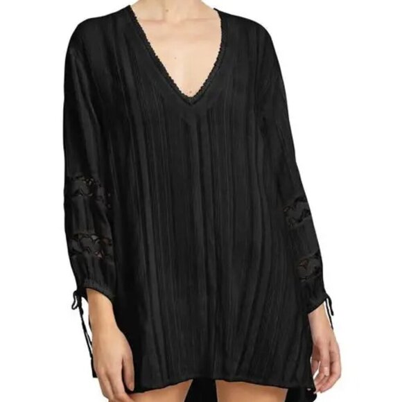 New Robin Piccone Swim Pool Beach Cover-Up/Tunic Black XS NWT - Picture 3 of 11
